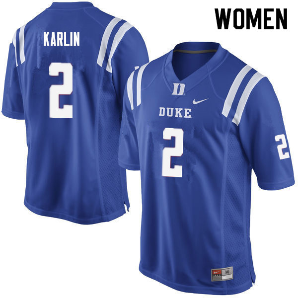 Women #2 Daniel Karlin Duke Blue Devils College Football Jerseys Sale-Blue